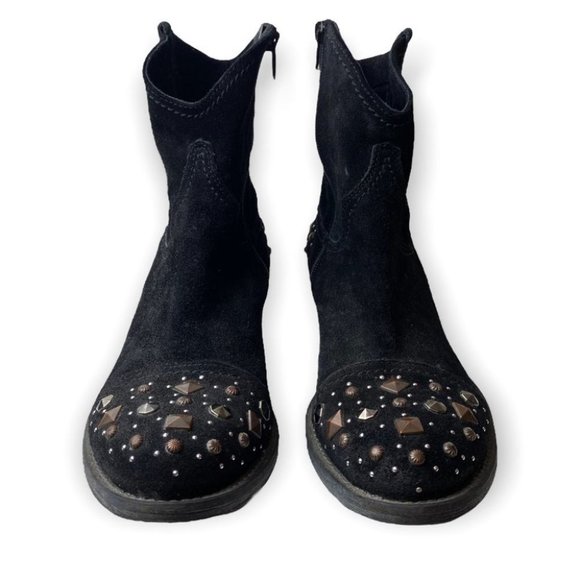 Arnold Churgin Black Suede Studded  Ankle Booties - Picture 5 of 12